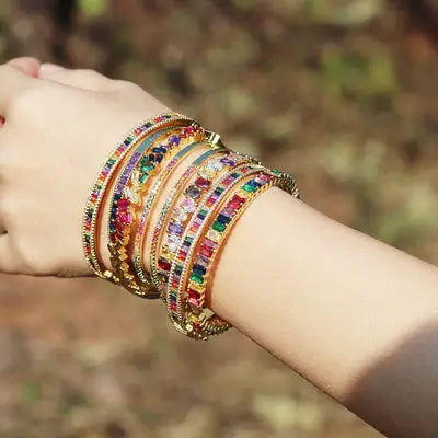 Shop trending products online warm 14K gold plated bracelets - Gold color - semi-precious stones, 14k gold, online, Gold color