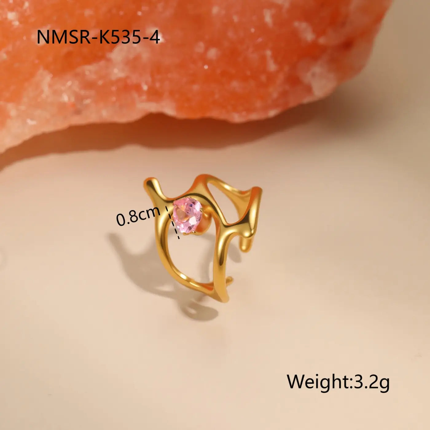 Stylish Stainless Steel Adjustable Rings | 18K Gold Plated Zirconia Jewellery - NMSRK5354 / Free Size - stainless NMSRK5354