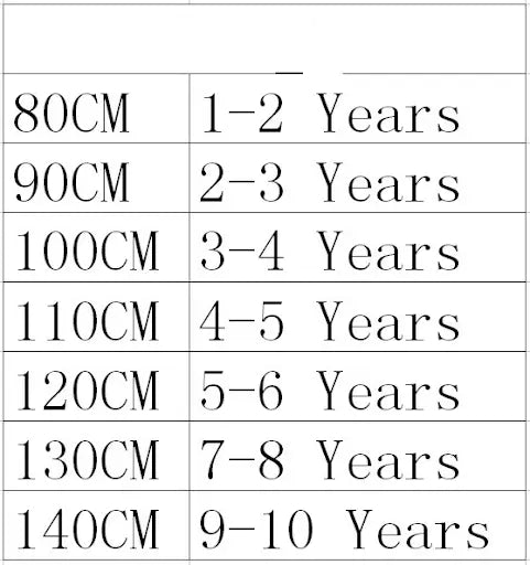 Black and white size chart listing height in cm and age ranges for girls rabbit hair blend knit cardigan