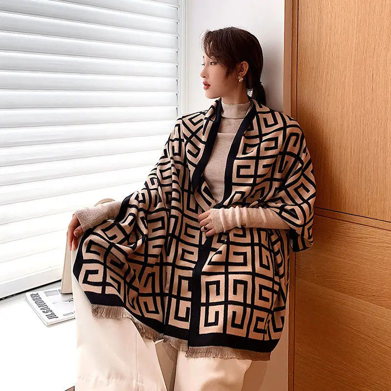 Lady posing in a cashmere scarf