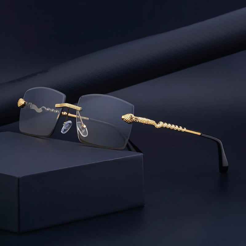 Frameless sunglasses on a Black box and Black background