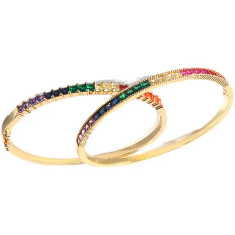 Shop trending products online warm 14K gold plated bracelets - Gold color - semi-precious stones, 14k gold, online, Gold color