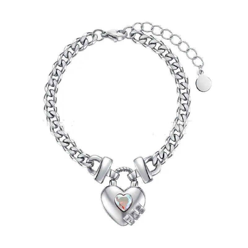14K Gold Plated Titanium Steel Heart Shape Bracelet - titanium steel, steel heart, heart shape, shape Gold