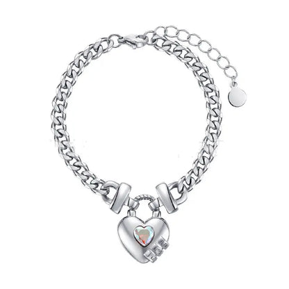 14K Gold Plated Titanium Steel Heart Shape Bracelet - titanium steel, steel heart, heart shape, shape Gold
