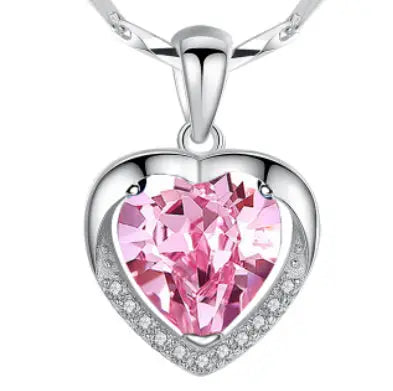 Luxury S925 Heart-Shaped Necklace | Personalized Rhinestone Pendant - luxury s925, s925 sterling silver, sterling,