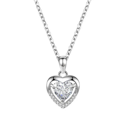 Luxury S925 Heart-Shaped Necklace | Personalized Rhinestone Pendant - White - luxury s925, s925 sterling silver, White