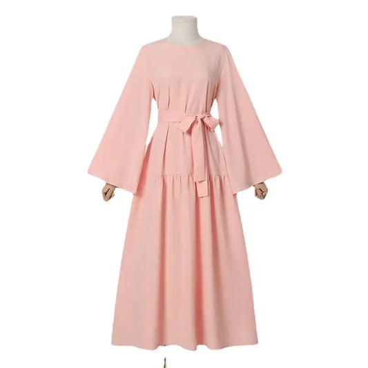 Bell-Sleeve Belted Swing Abaya 
