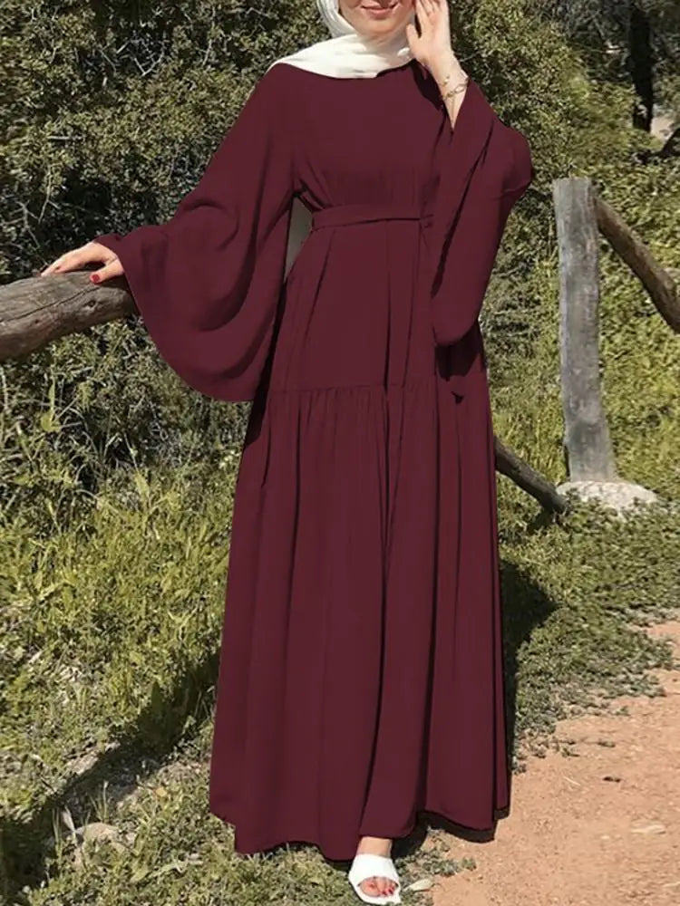 Bell-Sleeve Belted Swing Abaya 