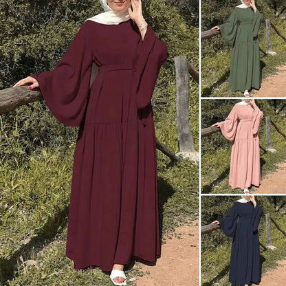 Bell-Sleeve Belted Swing Abaya 