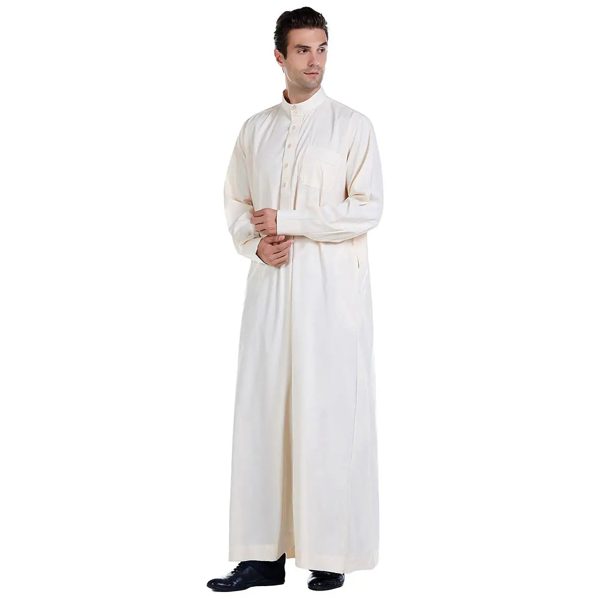 Classic Embroidered Men's Dress Beige