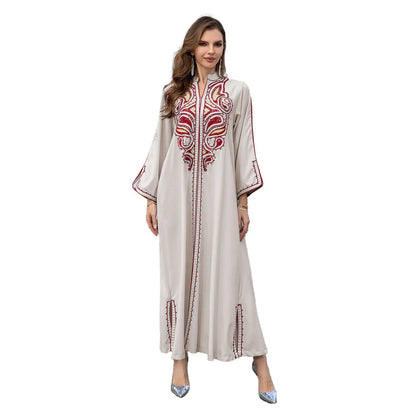 Sculptural Embroidered Elegant Abaya Apricot