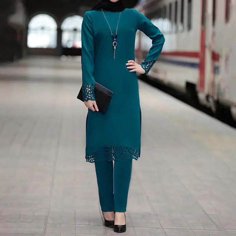 Two-Piece Modest Abaya Suit Green suit