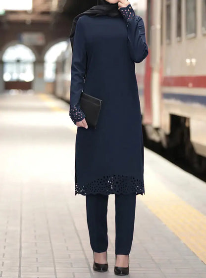 Two-Piece Modest Abaya Suit Indigo suit