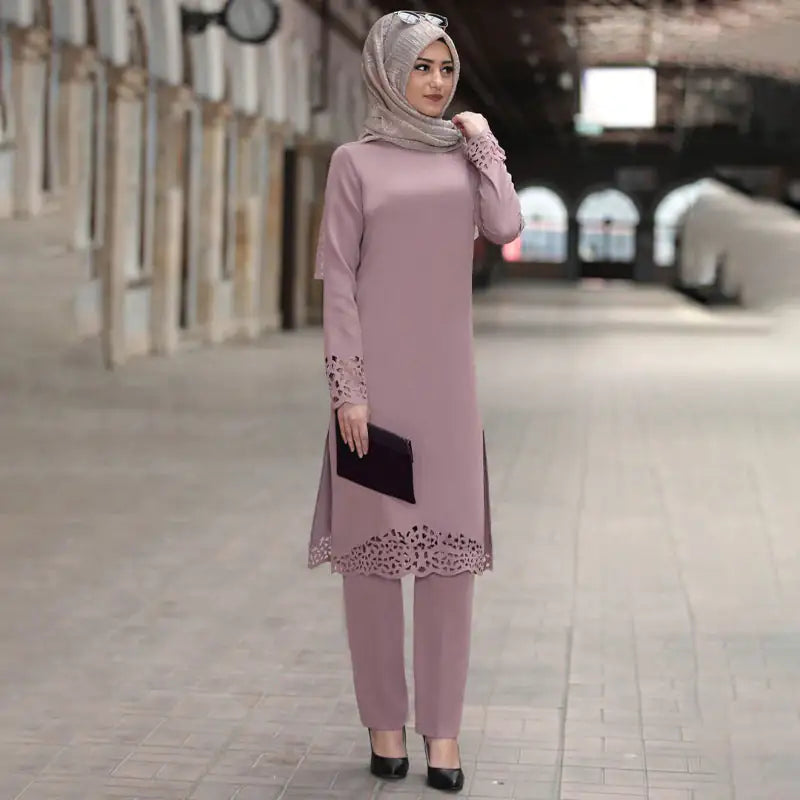 Two-Piece Modest Abaya Suit Lotus root flour