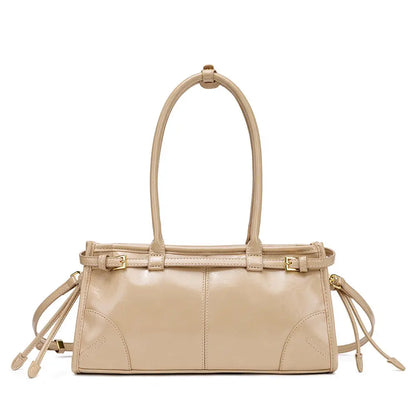 Vintage Oil Wax Leather Underarm Bag | Urban Minimalist Handbag - Apricot / 32 x 10 16 CM - oil wax, underarm bag, Apricot