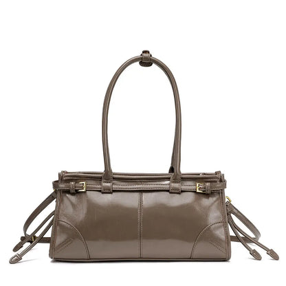 Vintage Oil Wax Leather Underarm Bag | Urban Minimalist Handbag - Gray / 32 x 10 16 CM - oil wax, underarm bag, vintage Gray
