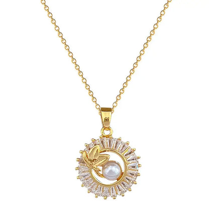 Sunburst Pearl & Leaf Jewellery Suite | Round Crystal Necklace Earrings Set - earrings set, sunburst pearl, round Set