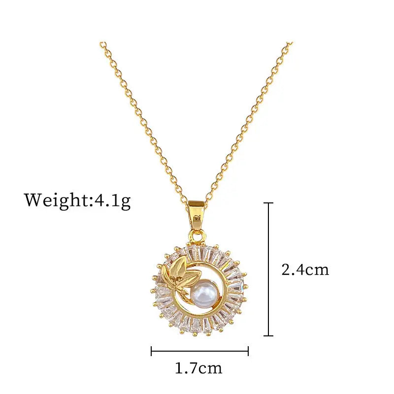 Sunburst Pearl & Leaf Jewellery Suite | Round Crystal Necklace Earrings Set - earrings set, sunburst pearl, round Set