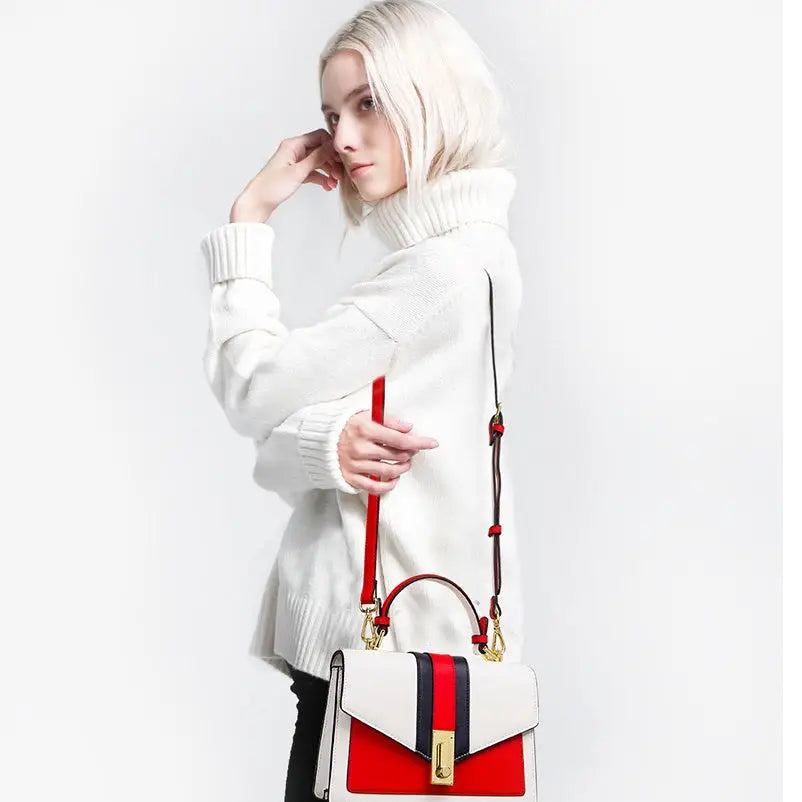 Color-Block Square Handbag | Adjustable Crossbody Strap - square handbag, color-block adjustable crossbody strap, small
