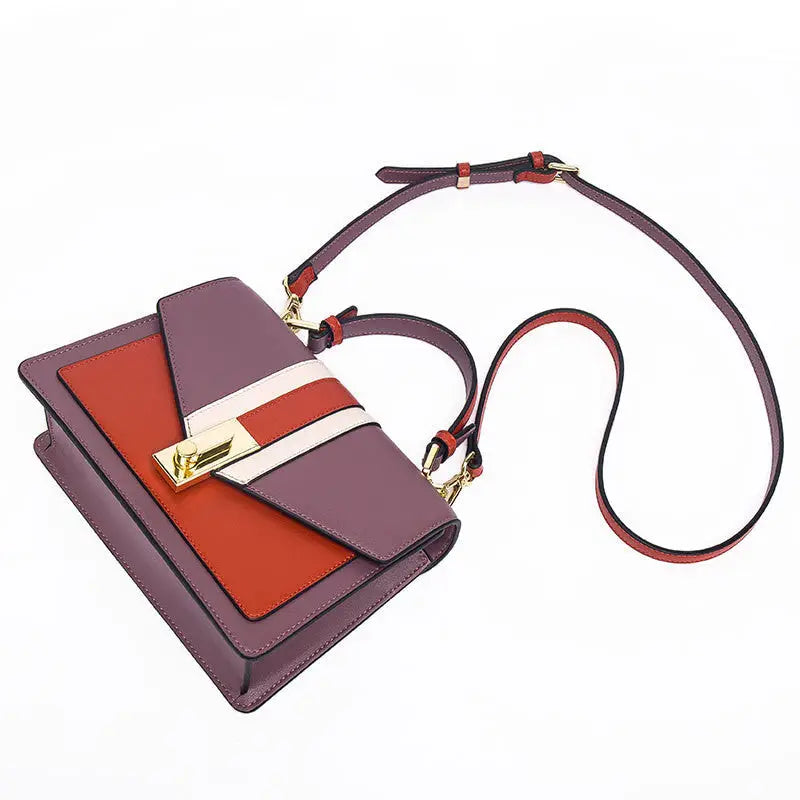 Color-Block Square Handbag | Adjustable Crossbody Strap - Purple - square handbag, color-block adjustable crossbody Purple