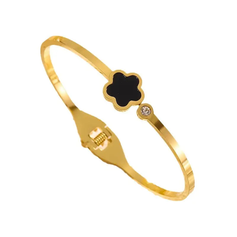 Five-Leaf Flower Titanium Steel Bracelet | Plum Blossom Panther Jewellery - titanium steel, five-leaf flower, plum Panther