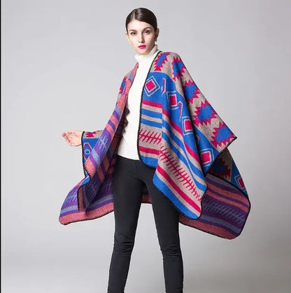 Geometric Puzzle Cashmere Cloak | Large Soft Tassel Shawl Wrap - geometric puzzle, trend den, puzzle cashmere, cashmere