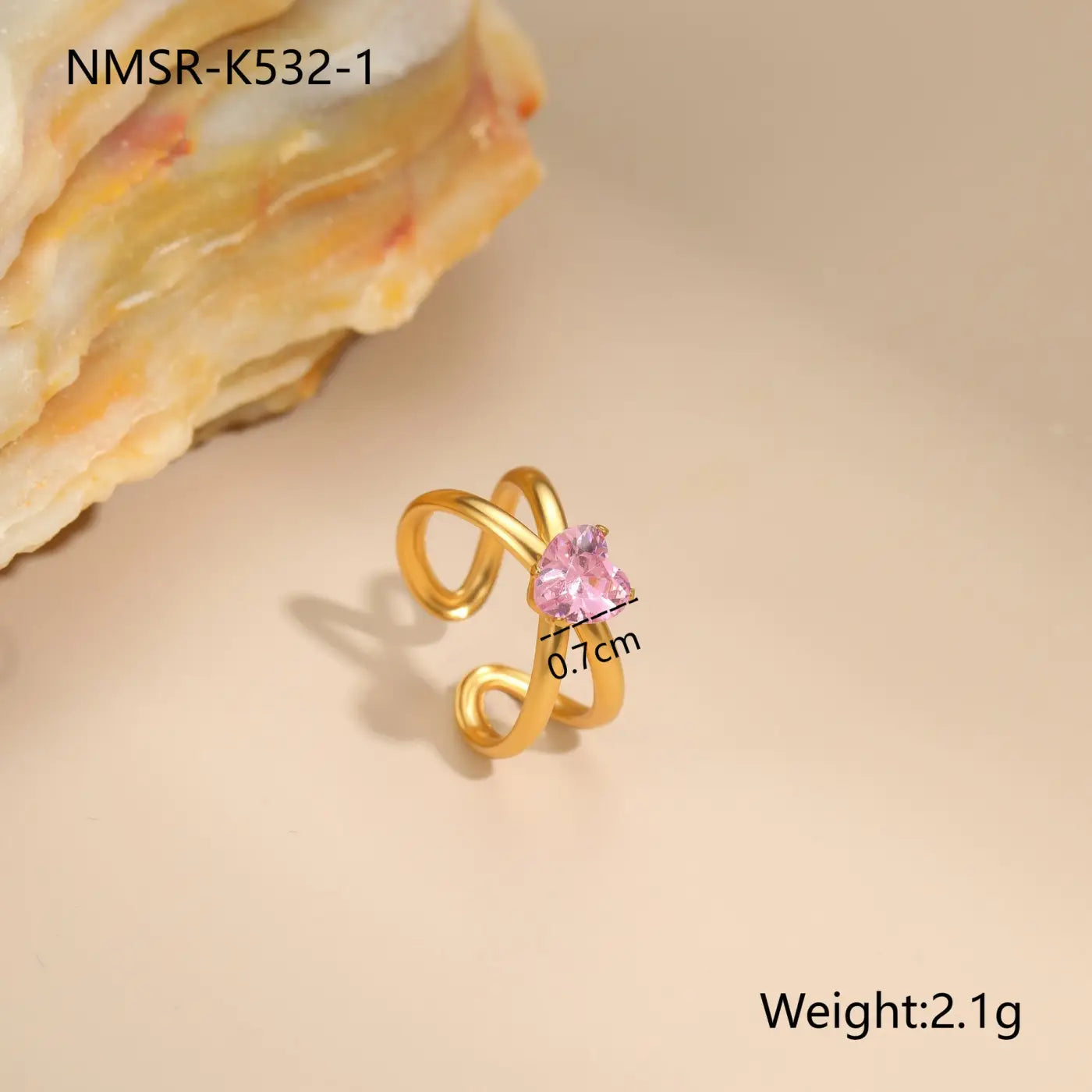 Stylish Stainless Steel Adjustable Rings | 18K Gold Plated Zirconia Jewellery - NMSRK5321 / Free Size - stainless NMSRK5321