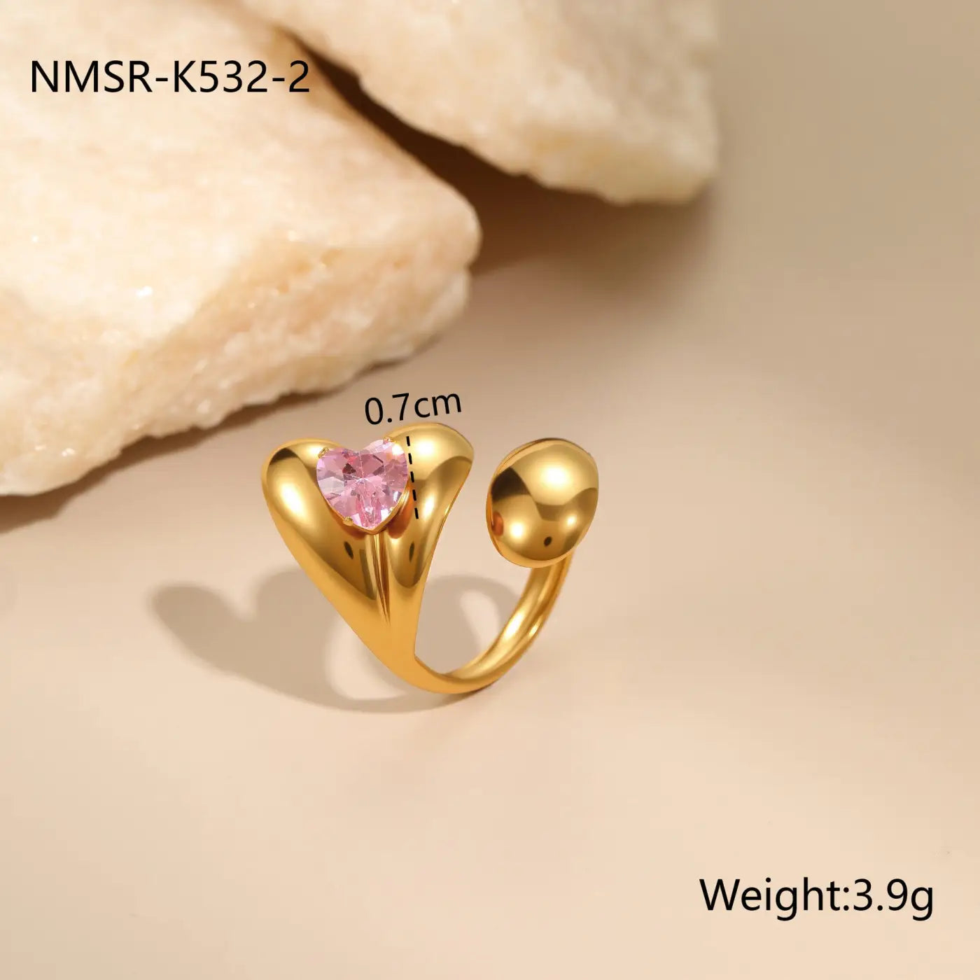 Stylish Stainless Steel Adjustable Rings | 18K Gold Plated Zirconia Jewellery - NMSRK5322 / Free Size - stainless NMSRK5322