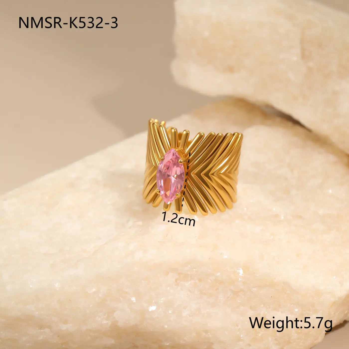 Stylish Stainless Steel Adjustable Rings | 18K Gold Plated Zirconia Jewellery - NMSRK5323 / Free Size - stainless NMSRK5323