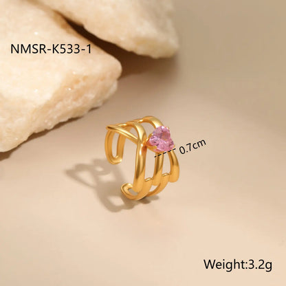Stylish Stainless Steel Adjustable Rings | 18K Gold Plated Zirconia Jewellery - NMSRK5331 / Free Size - stainless NMSRK5331