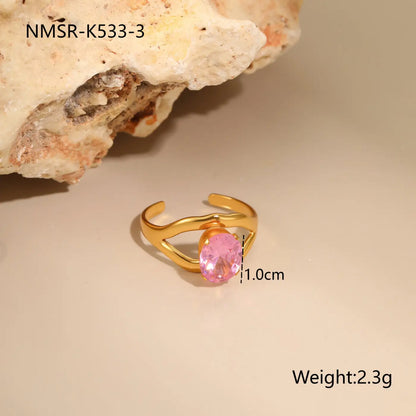 Stylish Stainless Steel Adjustable Rings | 18K Gold Plated Zirconia Jewellery - NMSRK5333 / Free Size - stainless NMSRK5333