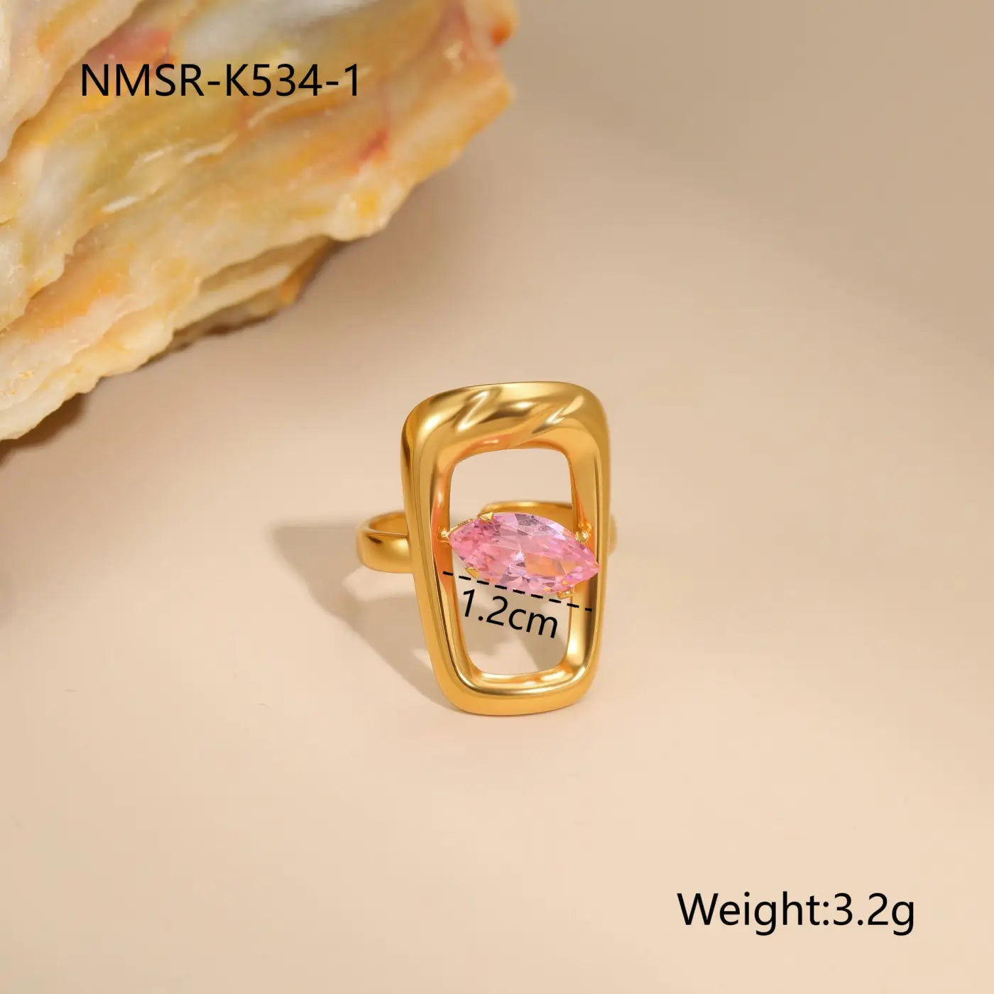 Stylish Stainless Steel Adjustable Rings | 18K Gold Plated Zirconia Jewellery - NMSRK5341 / Free Size - stainless NMSRK5341