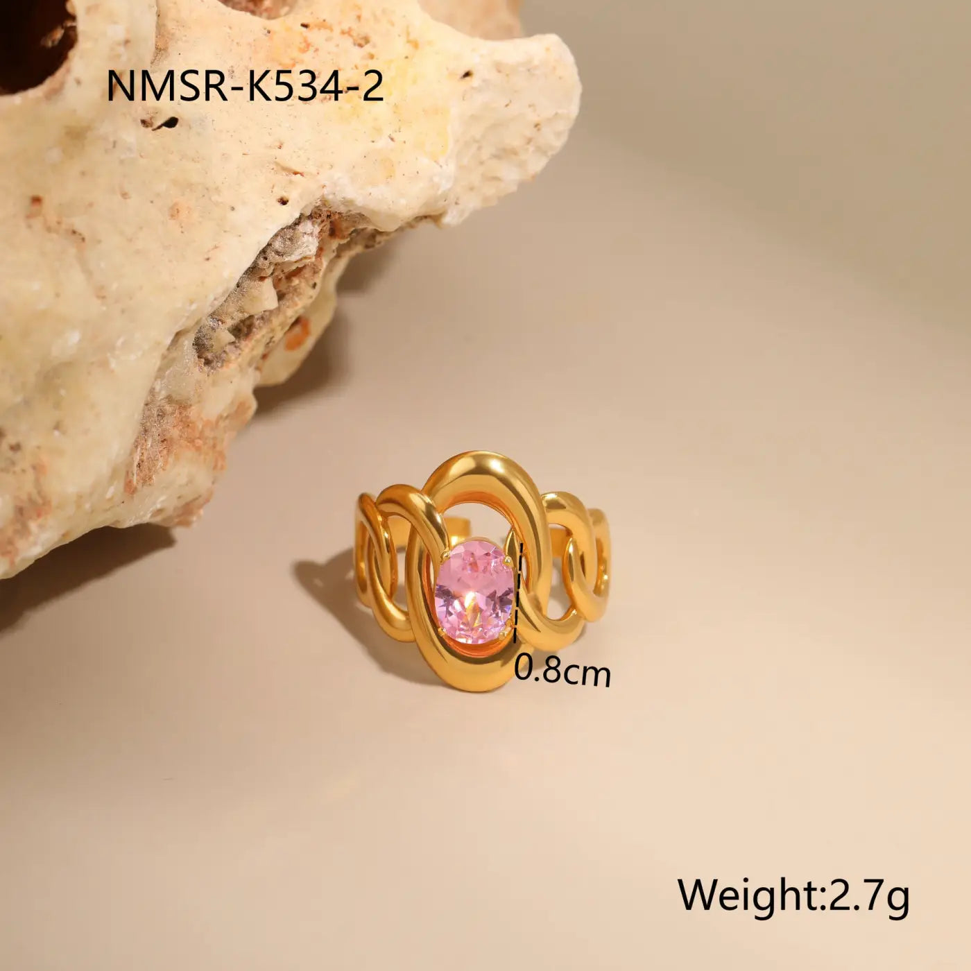 Stylish Stainless Steel Adjustable Rings | 18K Gold Plated Zirconia Jewellery - NMSRK5342 / Free Size - stainless NMSRK5342