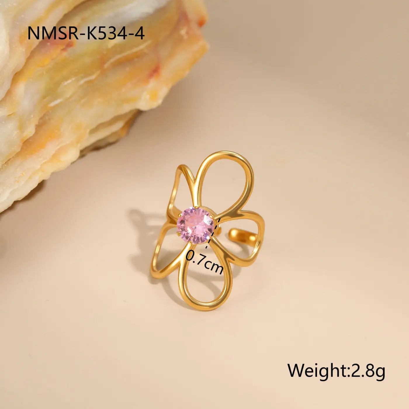 Stylish Stainless Steel Adjustable Rings | 18K Gold Plated Zirconia Jewellery - NMSRK5344 / Free Size - stainless NMSRK5344
