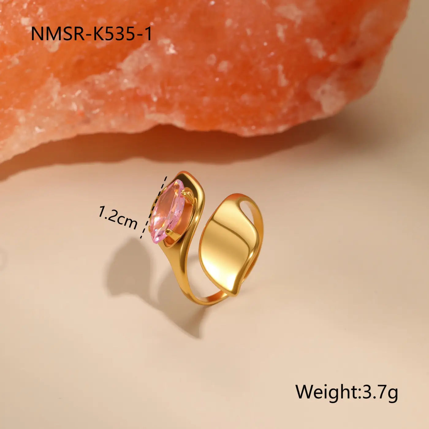 Stylish Stainless Steel Adjustable Rings | 18K Gold Plated Zirconia Jewellery - NMSRK5351 / Free Size - stainless NMSRK5351