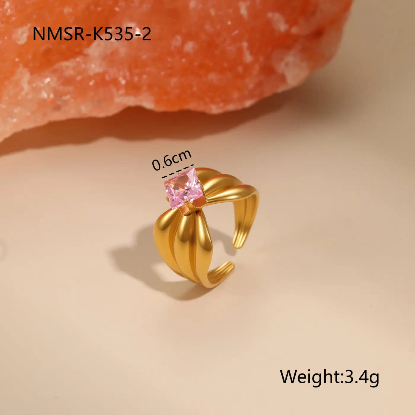 Stylish Stainless Steel Adjustable Rings | 18K Gold Plated Zirconia Jewellery - NMSRK5352 / Free Size - stainless NMSRK5352
