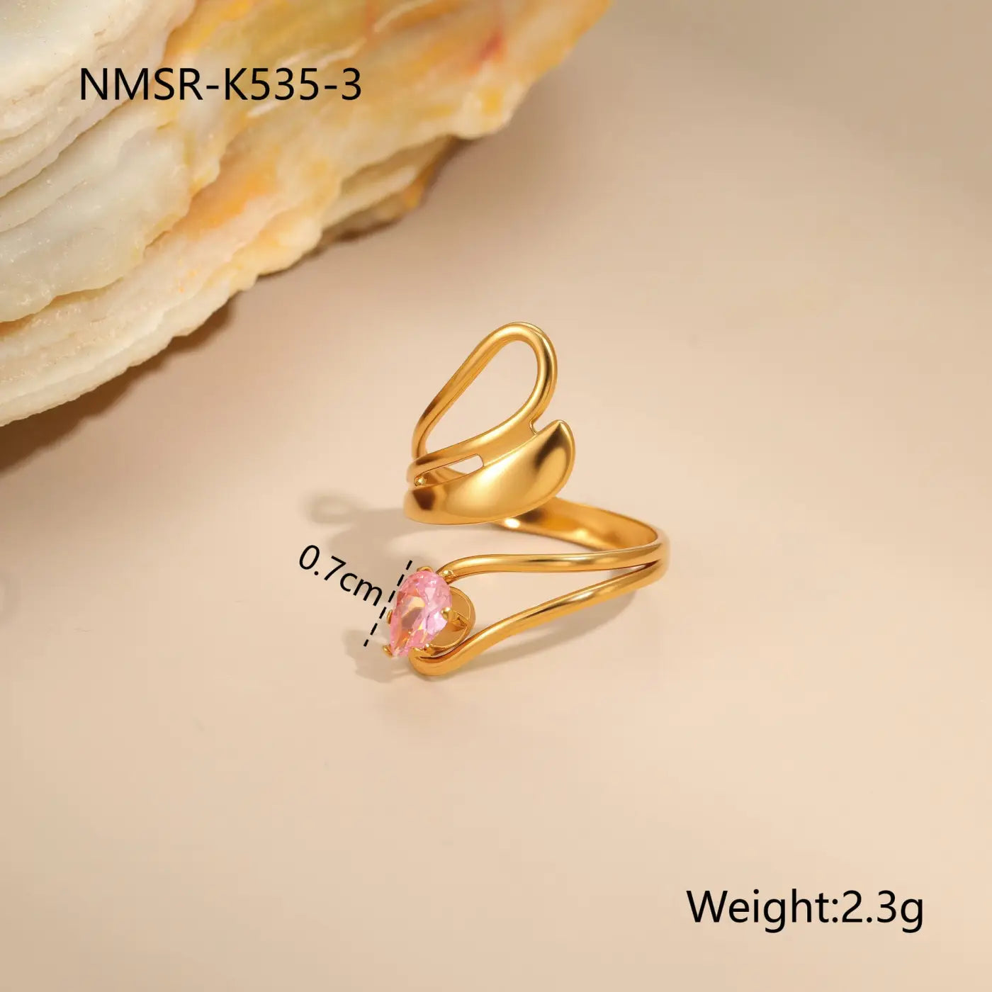 Stylish Stainless Steel Adjustable Rings | 18K Gold Plated Zirconia Jewellery - NMSRK5353 / Free Size - stainless NMSRK5353