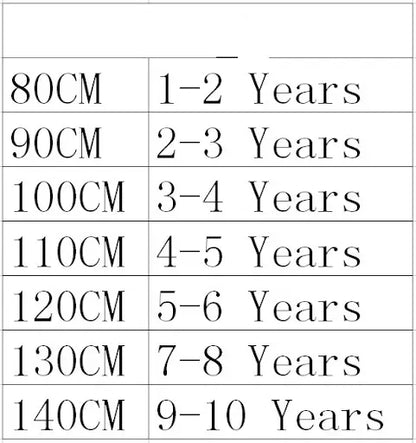 Black and white size chart listing height in cm and age ranges for girls rabbit hair blend knit cardigan