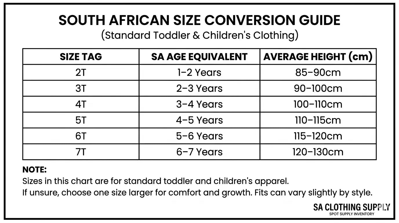 South african size conversion chart for toddler and children’s rainbow stripe cotton dress by trend den with age and height