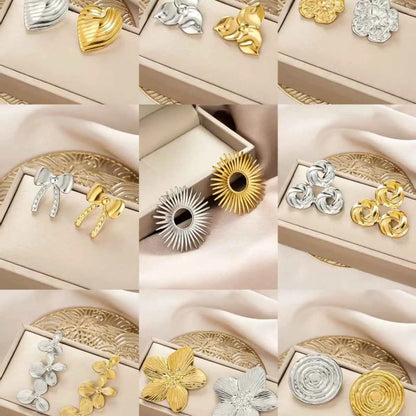 Ins Style gold fashion earring collection with affordable luxury studs in gold and silver designs including hearts and flowers