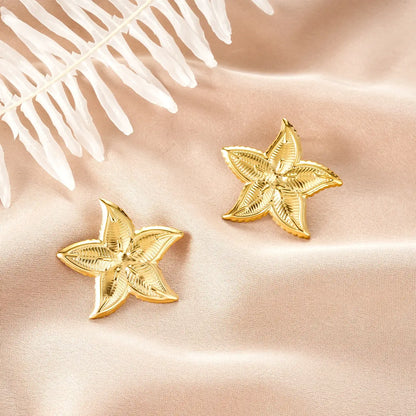 Ins Style gold starfish-shaped earrings with intricate textured detailing from the gold fashion earring collection Style 3