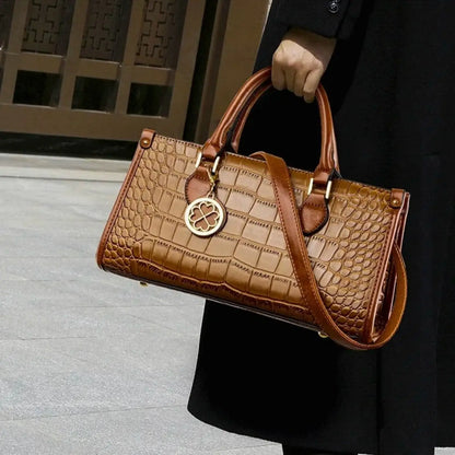Large Capacity Boston Bag | Crocodile Texture Handheld Purse - large capacity, boston bag, capacity boston,