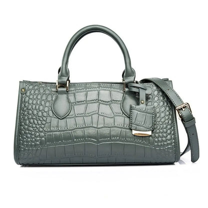 Large Capacity Boston Bag | Crocodile Texture Handheld Purse - Green - large capacity, boston bag, capacity boston, Green