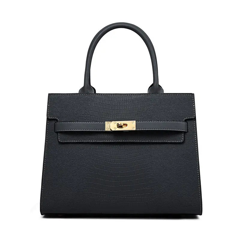 Genuine Cowhide Commute & Wedding Bag | Structured Vertical Tote - Black / 28x21x12cm - structured vertical tote, Black