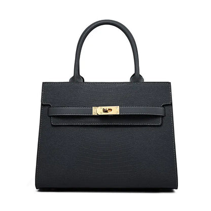 Genuine Cowhide Commute & Wedding Bag | Structured Vertical Tote - Black / 28x21x12cm - structured vertical tote, Black