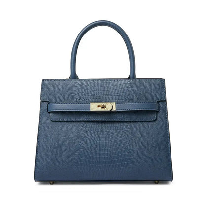 Genuine Cowhide Commute & Wedding Bag | Structured Vertical Tote - Dark Blue / 28x21x12cm - structured vertical tote, Dark Blue