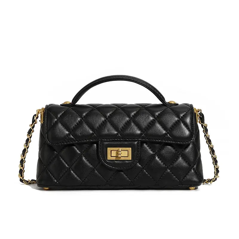 Light Luxury Sheepskin Flap Bag | Urban Minimalist Crossbody - Black / 22x6.5x11cm - flap bag, light luxury, urban Black