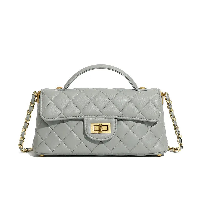 Light Luxury Sheepskin Flap Bag | Urban Minimalist Crossbody - Gray / 22x6.5x11cm - flap bag, light luxury, urban Gray