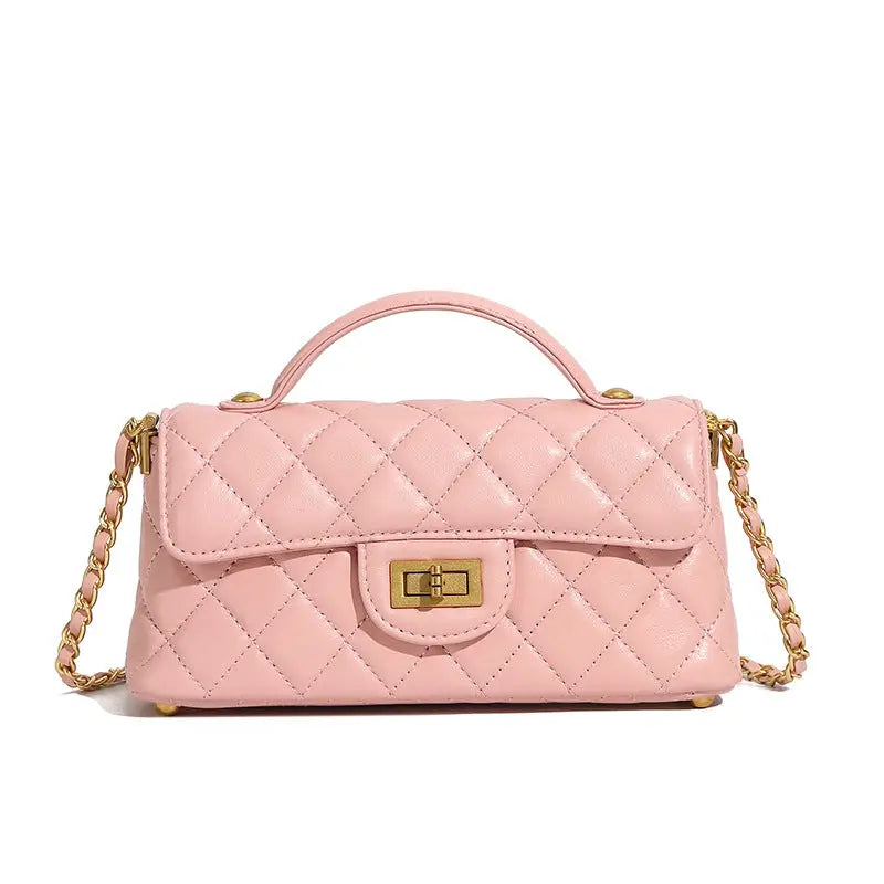 Light Luxury Sheepskin Flap Bag | Urban Minimalist Crossbody - Pink / 22x6.5x11cm - flap bag, light luxury, urban Pink