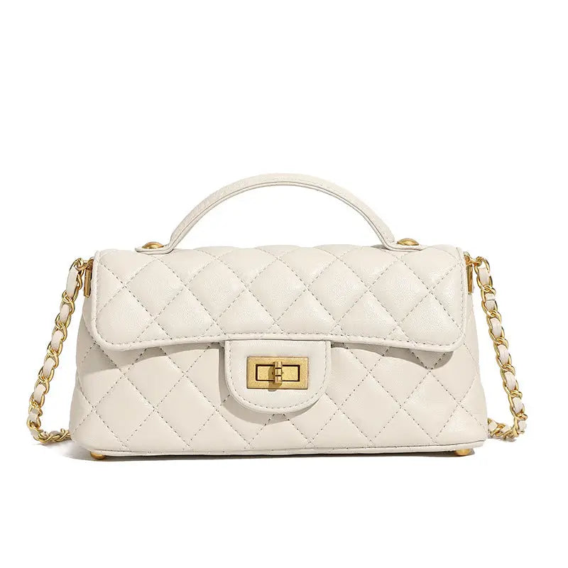 Light Luxury Sheepskin Flap Bag | Urban Minimalist Crossbody - Milkshake White / 22x6.5x11cm - flap bag, light luxury, Milkshake White